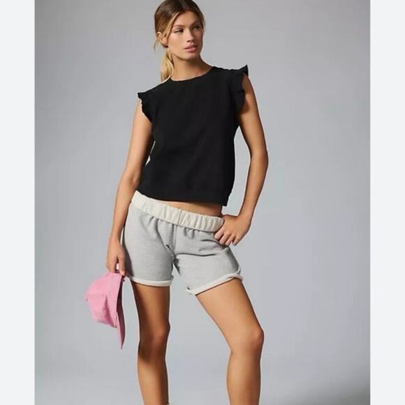 T.la Anthropologie Black Ruffle Sleeve Sweatshirt Top Women’s Size Large EUC - Picture 5 of 7